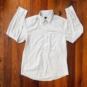 H&M Slim Fit Long Sleeve White Black Dot Men's Shirt Large‎